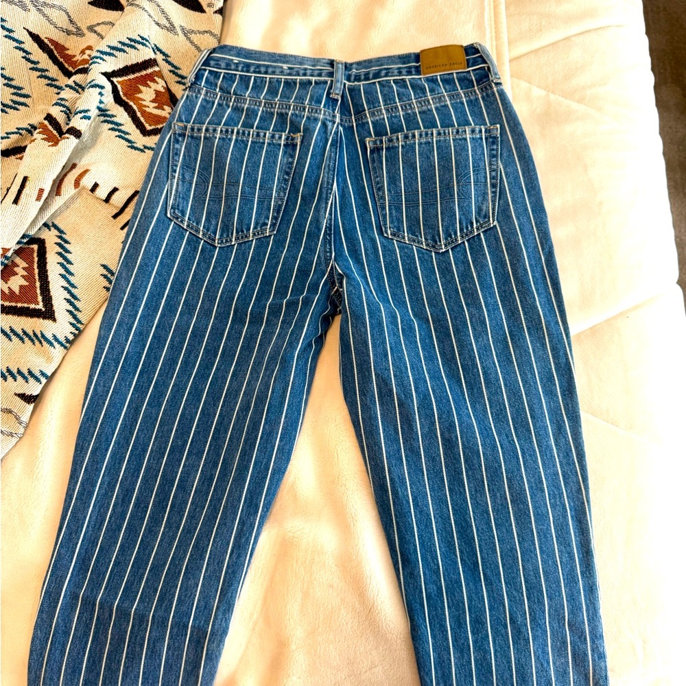 American Eagle Striped Mom Jeans